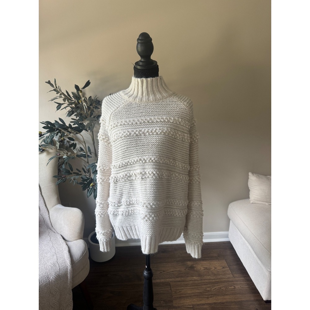 Philosophy Republic Clothing Cream Popcorn Bobble Knit Mock Neck Sweater Large